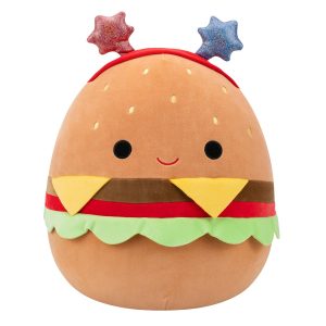 Squishmallows 14" Carl the Cheeseburger with Red and Blue Star Headband | Jazwares